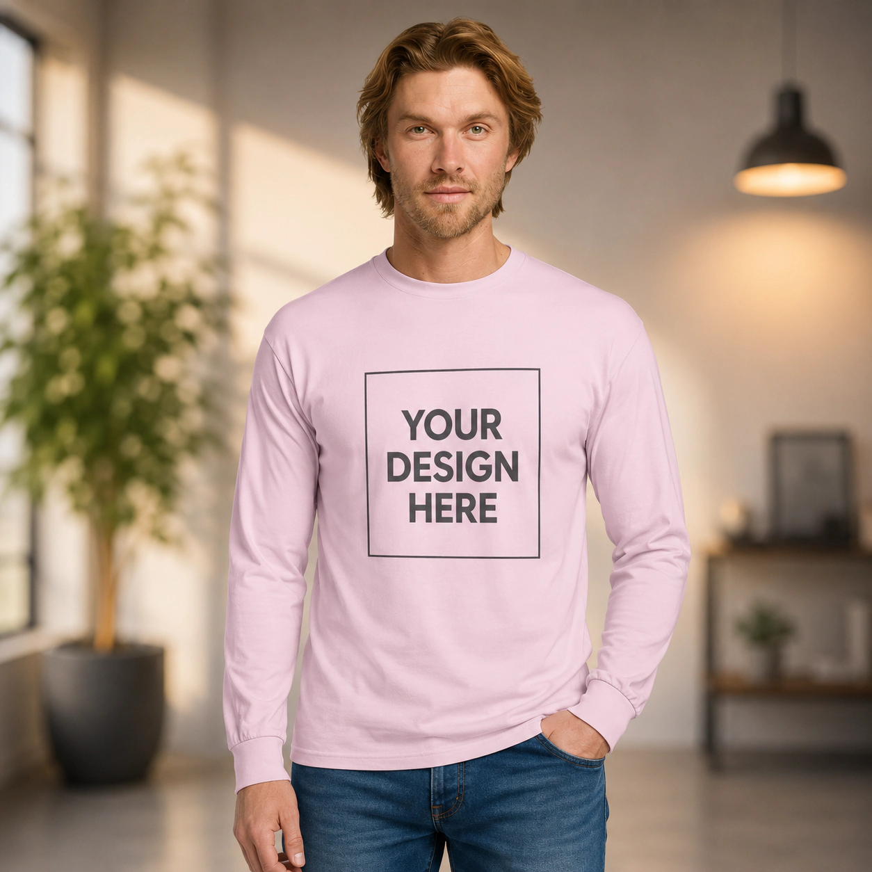Custom Heavy Cotton long-sleeve shirts in several garment colors